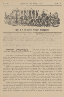 Tygodnik Rolniczy : Organ c. k. Towarzystwa rolniczego Krakowskiego. R.10, nr 20 (20 maja 1893)