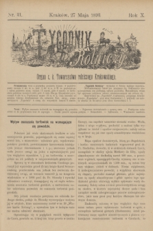 Tygodnik Rolniczy : Organ c. k. Towarzystwa rolniczego Krakowskiego. R.10, nr 21 (27 maja 1893)