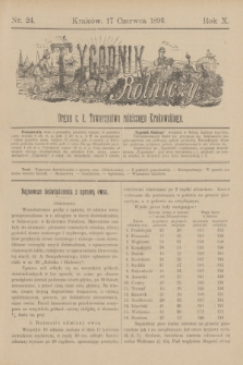 Tygodnik Rolniczy : Organ c. k. Towarzystwa rolniczego Krakowskiego. R.10, nr 24 (17 czerwca 1893)