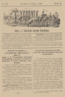 Tygodnik Rolniczy : Organ c. k. Towarzystwa rolniczego Krakowskiego. R.10, nr 27 (8 lipca 1893)