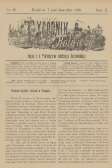 Tygodnik Rolniczy : Organ c. k. Towarzystwa rolniczego Krakowskiego. R.10, nr 40 (7 października 1893)