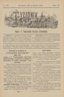 Tygodnik Rolniczy : Organ c. k. Towarzystwa rolniczego Krakowskiego. R.10, nr 52 (30 grudnia 1893)