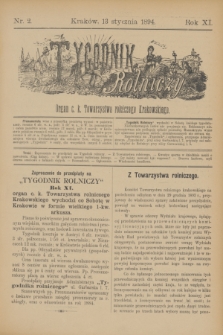 Tygodnik Rolniczy : Organ c. k. Towarzystwa rolniczego Krakowskiego. R.11, nr 2 (13 stycznia 1894)