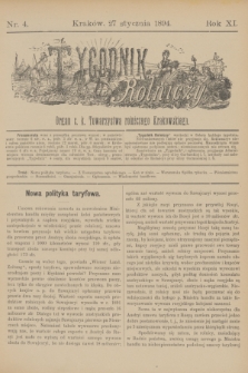 Tygodnik Rolniczy : Organ c. k. Towarzystwa rolniczego Krakowskiego. R.11, nr 4 (27 stycznia 1894)