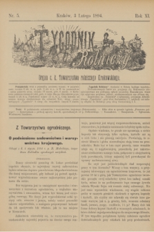 Tygodnik Rolniczy : Organ c. k. Towarzystwa rolniczego Krakowskiego. R.11, nr 5 (3 lutego 1894)