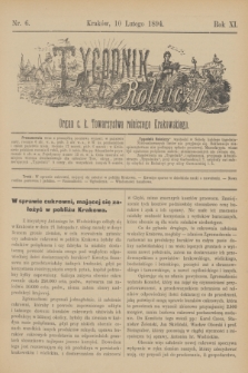Tygodnik Rolniczy : Organ c. k. Towarzystwa rolniczego Krakowskiego. R.11, nr 6 (10 lutego 1894)