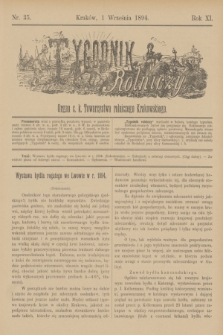 Tygodnik Rolniczy : Organ c. k. Towarzystwa rolniczego Krakowskiego. R.11, nr 35 (1 września 1894)