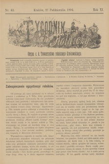 Tygodnik Rolniczy : Organ c. k. Towarzystwa rolniczego Krakowskiego. R.11, nr 43 (27 października 1894)
