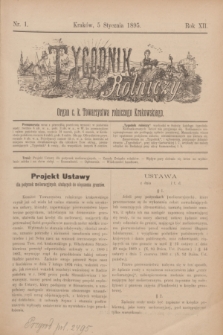Tygodnik Rolniczy : Organ c. k. Towarzystwa rolniczego Krakowskiego. R.12, nr 1 (5 stycznia 1895)