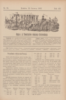 Tygodnik Rolniczy : Organ c. k. Towarzystwa rolniczego Krakowskiego. R.12, nr 25 (22 czerwca 1895)