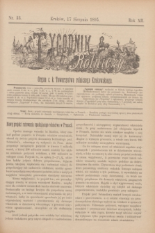 Tygodnik Rolniczy : Organ c. k. Towarzystwa rolniczego Krakowskiego. R.12, nr 33 (17 sierpnia 1895)