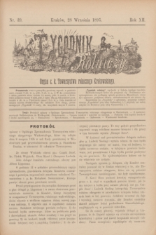 Tygodnik Rolniczy : Organ c. k. Towarzystwa rolniczego Krakowskiego. R.12, nr 39 (28 września 1895)