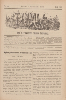Tygodnik Rolniczy : Organ c. k. Towarzystwa rolniczego Krakowskiego. R.12, nr 40 (5 października 1895)