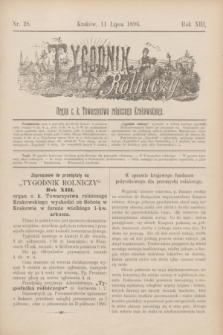 Tygodnik Rolniczy : Organ c. k. Towarzystwa rolniczego Krakowskiego. R.13, nr 28 (11 lipca 1896) + wkładka