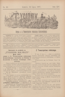 Tygodnik Rolniczy : Organ c. k. Towarzystwa rolniczego Krakowskiego. R.14, nr 30 (24 lipca 1897)