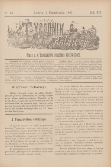 Tygodnik Rolniczy : Organ c. k. Towarzystwa rolniczego Krakowskiego. R.14, nr 40 (2 października 1897)