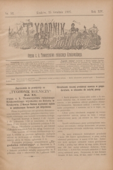 Tygodnik Rolniczy : Organ c. k. Towarzystwa rolniczego Krakowskiego. R.14, nr 52 (25 grudnia 1897)