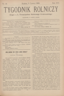 Tygodnik Rolniczy : Organ c. k. Towarzystwa Rolniczego Krakowskiego. R.16, nr 23 (9 czerwca 1899)