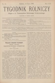 Tygodnik Rolniczy : Organ c. k. Towarzystwa Rolniczego Krakowskiego. R.16, nr 28 (14 lipca 1899)