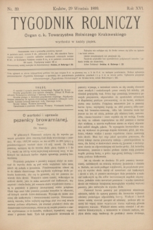 Tygodnik Rolniczy : Organ c. k. Towarzystwa Rolniczego Krakowskiego. R.16, nr 39 (29 września 1899)