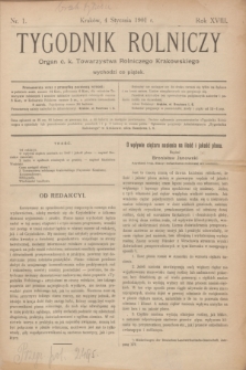 Tygodnik Rolniczy : Organ c. k. Towarzystwa Rolniczego Krakowskiego. R.18, nr 1 (4 stycznia 1901)