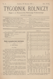 Tygodnik Rolniczy : Organ c. k. Towarzystwa Rolniczego Krakowskiego. R.18, nr 3 (18 stycznia 1901)