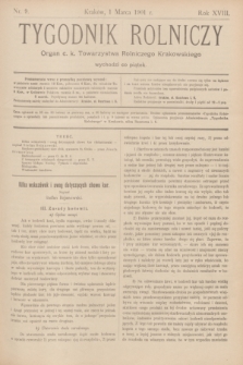 Tygodnik Rolniczy : Organ c. k. Towarzystwa Rolniczego Krakowskiego. R.18, nr 9 (1 marca 1901) + dod.