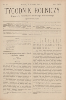 Tygodnik Rolniczy : Organ c. k. Towarzystwa Rolniczego Krakowskiego. R.18, nr 17 (26 kwietnia 1901)