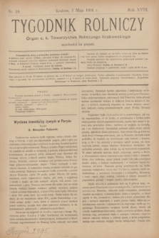 Tygodnik Rolniczy : Organ c. k. Towarzystwa Rolniczego Krakowskiego. R.18, nr 18 (3 maja 1901)