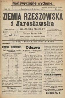 Ziemia Rzeszowska i Jarosławska : czasopismo narodowe (wydanie nadzwyczajne). 1922, nr 44