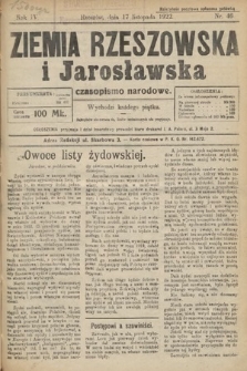 Ziemia Rzeszowska i Jarosławska : czasopismo narodowe. 1922, nr 46