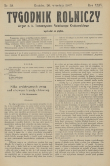 Tygodnik Rolniczy : Organ c. k. Towarzystwa Rolniczego Krakowskiego. R.24, nr 38 (20 września 1907)
