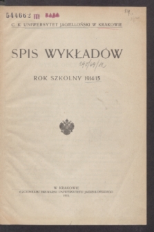 Spis Wykładów : rok szkolny 1914/15