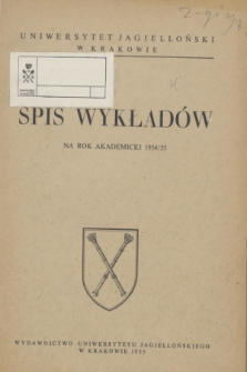 Spis Wykładów na rok akademicki 1954/55