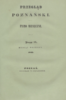 Przegląd Poznański : pismo miesięczne. T.5, Poszyt 9 (wrzesień 1847)