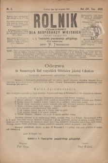Rolnik : czasopismo dla gospodarzy wiejskich : organ urzędowy c. k. Towarzystwa gospodarskiego galicyjskiego. R.14, T.29, Nr. 5 (6 września 1881)