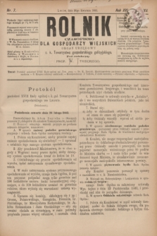 Rolnik : czasopismo dla gospodarzy wiejskich : organ urzędowy c. k. Towarzystwa gospodarskiego galicyjskiego. R.16, T.32, Nr. 7 (20 kwietnia 1883)