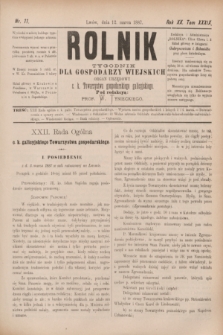 Rolnik : tygodnik dla gospodarzy wiejskich : organ urzędowy c. k. Towarzystwa gospodarskiego galicyjskiego. R.20, T.39, Nr. 11 (12 marca 1887)