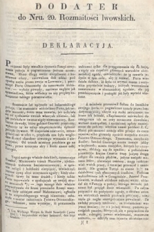 Rozmaitości : pismo dodatkowe do Gazety Lwowskiej. 1828, nr 20