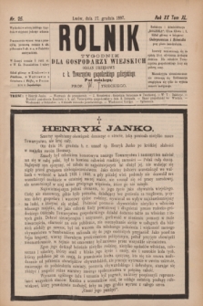 Rolnik : tygodnik dla gospodarzy wiejskich : organ urzędowy c. k. Towarzystwa gospodarskiego galicyjskiego. R.20, T.40, Nr. 25 (17 grudnia 1887)