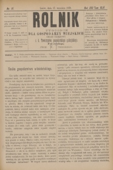 Rolnik : tygodnik dla gospodarzy wiejskich : organ urzędowy c. k. Towarzystwa gospodarskiego galicyjskiego. R.21, T.42, Nr. 11 (15 września 1888)