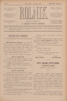 Rolnik : organ urzędowy c. k. galicyjskiego Towarzystwa gospodarskiego. R.27, T.54, Nr. 9 (1 września 1894)