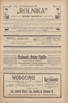 Rolnik : organ c. k. galicyjskiego Towarzystwa gospodarskiego. R.38, T.69, Nr. 4 (20 stycznia 1905) + dod.