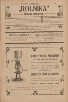 Rolnik : organ c. k. galicyjskiego Towarzystwa gospodarskiego. R.38, T.69, Nr. 15 (7 kwietnia 1905) + dod.
