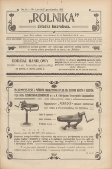 Rolnik : organ c. k. galicyjskiego Towarzystwa gospodarskiego. R.38, T.70, Nr. 44 (27 października 1905) + dod.