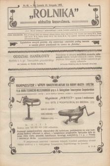 Rolnik : organ c. k. galicyjskiego Towarzystwa gospodarskiego. R.38, T.70, Nr. 46 (10 listopada 1905) + dod.