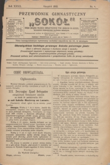 Przewodnik Gimnastyczny „Sokół” : organ Związku Polskich Gimnastycznych Tow. Sokolich w Austryi. R.32, nr 8 (sierpień 1912)