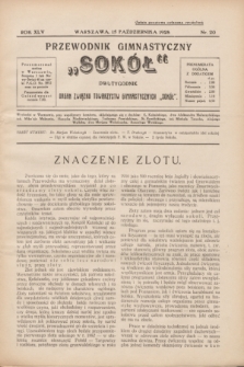 Przewodnik Gimnastyczny „Sokół” : organ Związku Towarzystw Gimnastycznych „Sokół”. R.45, nr 20 (15 października 1928)