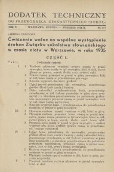 Dodatek Techniczny do Przewodnika Gimnastycznego „Sokół”. R.10, nr 8/9 (sierpień/wrzesień 1934)