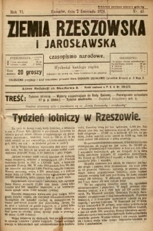 Ziemia Rzeszowska i Jarosławska : czasopismo narodowe. 1924, nr 45